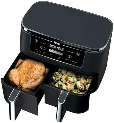 Ninja R-AD300CO Foodi 6-in-1 10-qt. XL 2-Basket Air Fryer with DualZone Technology, Black - Certified Refurbished