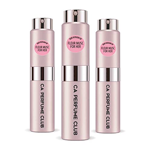 CA Perfume Impression of Fleur Musk For Women Replica Version Fragrance Dupes Concentrated Long Lasting Eau de Parfum Spray Refillable Atomizer Bottle 0.27 Fl Oz-X3
