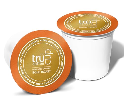 trücup Low Acid Coffee - Bold Roast - 48 Count Single Serve Coffee Pods- Low-acid coffee - Can Be Gentle on the Stomach (Bold, 48)