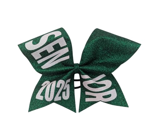 Senior 2025 Glitter Cheer Bow - Handmade in USA - Graduation Gift (Leaf Emerald Green)