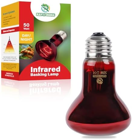 Reptile Heat Lamp,50W Red Basking Spot Lamp Bulb for Chickens Amphibians, Infrared Heat Emitter Light for Coop