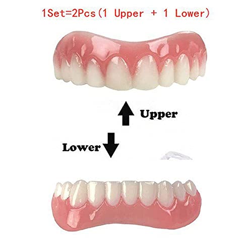 Upper and Lower Veneer, Dentures for Women and Men, Fake Teeth, Natural Shade! Fix Your Smile at Home Within Minutes!