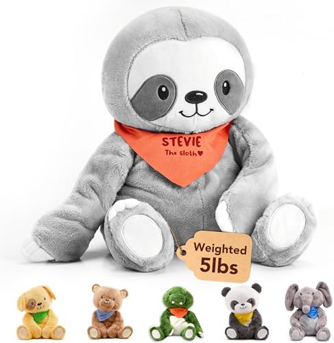 Lilly's Love Weighted Stuffed Animal, 5lb | Sensory Plush for Kids & Adults | Machine Washable Plushie w/Removable Inner | Calming Weighted Stuffed Animal for Anxiety, Stevie The Sloth