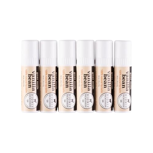 Dionis - Goat Milk Skincare Scented Lip Balm, Set of 6 (0.28 oz), Moisturize Dry and Chapped Lips, Cruelty-free and Paraben-free (Vanilla Bean)