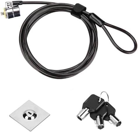 Laptop Cable Lock Hardware Security Cable Lock Anti Theft 3 Keys 6.7Ft w/Adhesive Anchors Compatible for Tablets,Laptops, iMac Other Devices Longer Cable (Keyed Different)