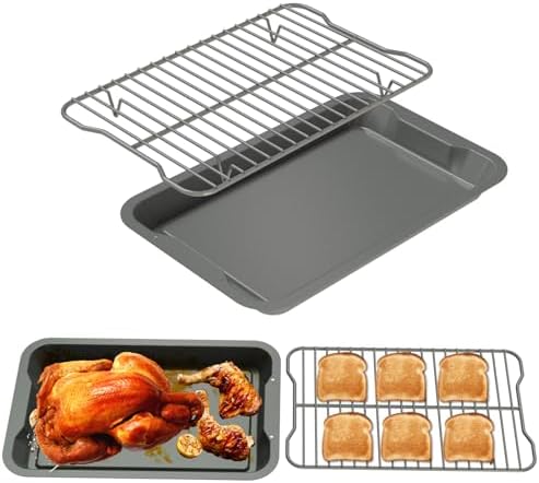 Premium Cookware Set for Ninja Foodi Neverstick Pan, Nonstick Baking Sheet Pan/Cooling Rack for Bacon, Pizza, Oven Safe up to 500⁰F, with 10 x 15" Baking Pan & Raised Wire Rack, Dishwasher Safe