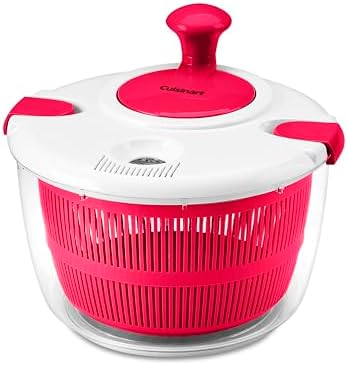 Cuisinart Large Salad Spinner- Wash, Spin & Dry Salad Greens, Fruits & Vegetables, 5qt, CTG-00-SASR Red