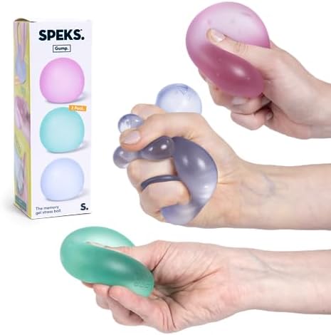 Speks Gump Stress Balls - Silky Soft Memory Gel Squishy Fidget Toy for Adults and Teens 14+ | Christmas Gift, Holiday Stocking Stuffer, Stress Relief Present, Office Desk Toy | Tri-Color, Pack of 3