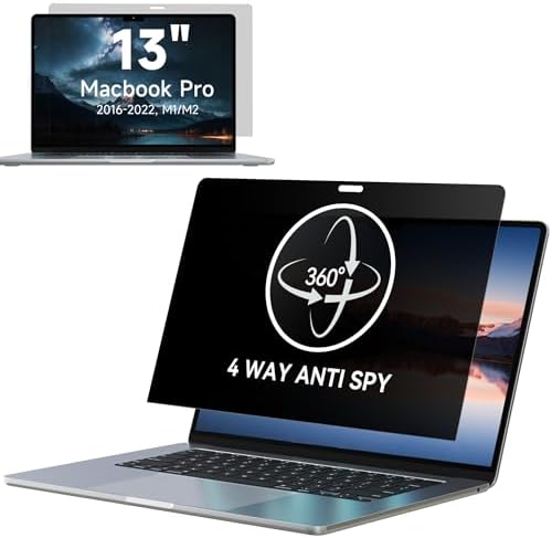 IPROKKO 360° Privacy Screen MacBook Pro 13 inch (2016, 2017, 2018, 2019, 2020, 2021, 2022, M1, M2),Matte Anti Glare Blue Light 13" Mac Scratch Resistant Laptop Screen Protector Filter