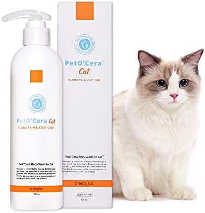 PetO’Cera All-in-One Cat Shampoo and Conditioner | Hypoallergenic Cat Skin & Coat Care | Itch Relief, Moisturizing & Rejuvenating | Veterinarian Approved and Formulated (10.1oz, 300ml)
