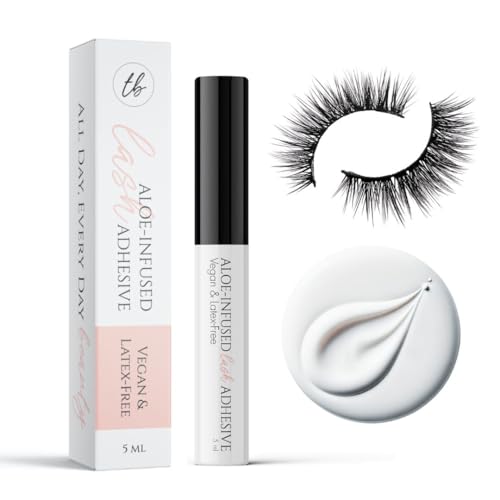 Lash Glue for Sensitive Eyes - Non-Irritating Gentle Formula - Fast Drying 24 Hour Hold - Water Resistant Dries Clear - Cluster Strip Adhesive False Eyelash Extensions - No Mess No Tears