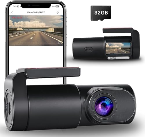 Dash Cam WiFi 1080P FHD Front Dash Camera for Cars with APP Free 32GB Card, Night Vision, Loop Recording, G-Sensor, WDR, 24H Parking Monitor, Type C