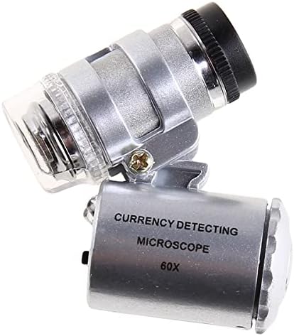 Microscope Accessories Kit 60x Handheld Mini Pocket Microscope Loupe LED Light Microscope Slides