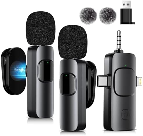 K2 Wireless Lavalier Microphone with Magnetic Collar Clip, Active Noise Cancellation Mic for Video Recording, Streaming (Multi-function Receiver, Comes with USB-A Adapter)