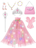 Popsunny Light Up Princess Dress Up Cape Costume for Girls 3 4 5 6 Years Old, Kids Birthday Christmas Halloween Party Gift Pink