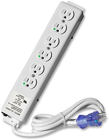 6 Outlet Hospital Grade Power Strip - 6ft Cord - Medical Use UL 1363A Compliant-Tamper Resistant Outlets