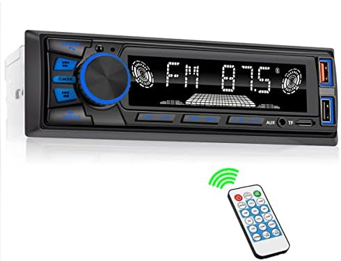 Car Radio Bluetooth Single DIN Car Stereo Audio, Car Audio with Handsfree and App Control,Supports FM/ MP3/SD/AUX/Dua USB/EQ/Quick Charge | Not a CD Player