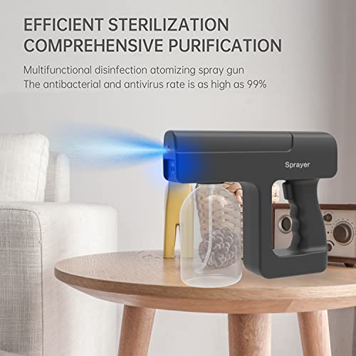 MOSSRW Disinfectant Spray Gun Handheld Spray Disinfection Gun Charging Portable Blue Light atomizing Gun Spray for Atomizer Sprayer pet Disinfection (Black)