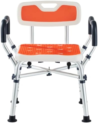 Shower Chair for Inside Shower, Padded Shower Seat Chair with Arms and Back, 6-Level Adjustable Shower Stool Chair for Elderly and Disabled, 550 LB Heavy Duty Handicap Shower Bath Chair