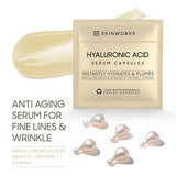 SKINWORKS Hyaluronic Acid Serum for Face, Anti Aging Serum for Fine Lines & Wrinkles, Hydrating Glow Serum, Face Moisturizer Plump & Repair Dry Skin, Unscented,, 11 Capsules