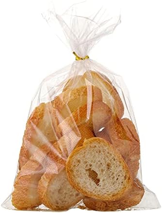 8 x 12 Inch Mirco Perforated Bread Bags, 100 Clear Plastic Bakery Bags With Free Twist Ties, Suitable for Mini Bun/Donut/Muffin/Bagel