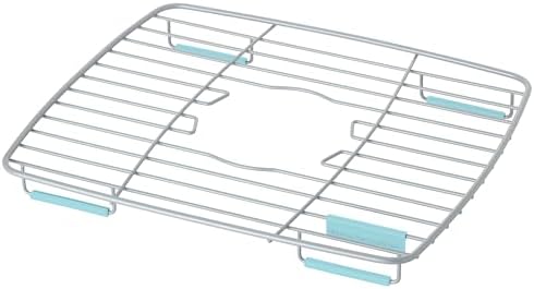 KitchenAid Rust Resistant Small Protector with Non Slip Feet and Center Opening for Sink Stopper and Quick Drying, 10.5 x 12.5 x 1.4 Inch, Mineral Water