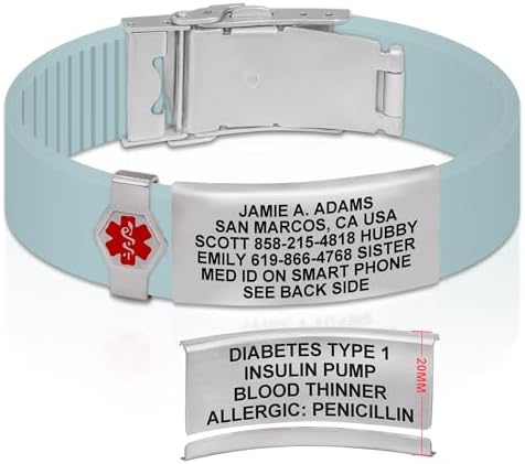 Divoti Custom Engraved Medical Alert ID Bracelet – Dual-Sided Laser Etching, Silicone Wristband, Stainless Steel Security Clasp – Adjustable & Trim-to-Fit – Emergency Medical Info Band for Men & Women