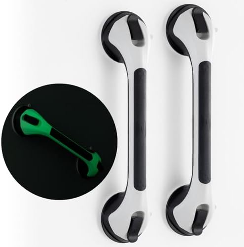 TAILI Shower Grab Bar Glow in The Dark, 2 Pack 16.8 in Grab Bars for Bathtubs, Bath Handle Shower Rail for Seniors and Elderly,Bathroom Safety Grip Removable No Drilling Waterproof Black