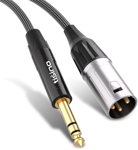 tisino 1/4" to XLR Cable, 6.35mm TRS to XLR Male Nylon Braid Quarter inch TRS to XLR Male Balanced Interconnect Microphone Cord Patch Cable - 10ft