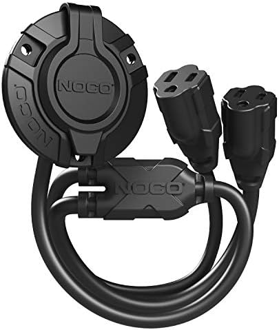 NOCO GCP2 15A AC Port Plug, 125V Power Inlet Socket, and Waterproof Electrical Outlet Receptacle Box with Dual 18-Inch Integrated Outdoor Extension Cords