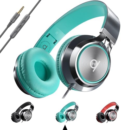 Artix CL750 Wired Headphones with Mic & Volume Control — Noise Isolating Computer Headphones Wired, On-Ear Headphones with Wire, Plug In Headphones for Laptop, Corded Headphone Over Ear Aux Jack 3.5mm