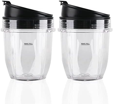 2 Pack Replacement Parts Cup with Lid,Compatible with Ninja Blender Auto iQ BL480 BL482 BL642 NN102 BL682 BL450 BL2013 (2 12oz)