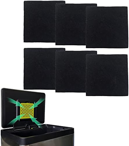 6 Pack Trash Can Odor Absorbing Filter Refills for EKO Garbage Cans, Activated Charcoal Deodorizer Compatible with EKO Step and Touchless Trash Cans with Built-in Filter Compartment