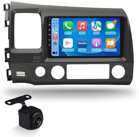 Dasaita 9" Car Stereo for Honda Civic 2007-2011, with AHD Reverse Camera, IPS Touch Screen Radio Receiver with Apple Carplay & Android Auto, Bluetooth 5.0, DSP, MP3, Mirror Link, AM/FM & A/V Support