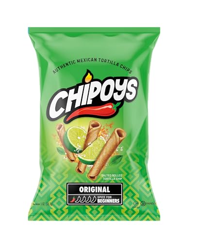 Chipoys Original Lightly Salted with Lime Rolled Corn Tortilla Chips, Gluten-Free, No Trans Fat, High Protein, Low-Calorie Flavorful Mexican Snacks, Made of Premium Crunchy Maiz Chips with Natural Ingredients