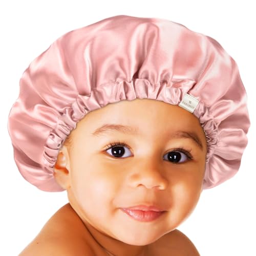 YANIBEST Baby Satin Bonnet Sleep Cap - Double Layer Reversible Adjustable Silky Satin Cap for Infant Toddler(5-12Year,Pink)