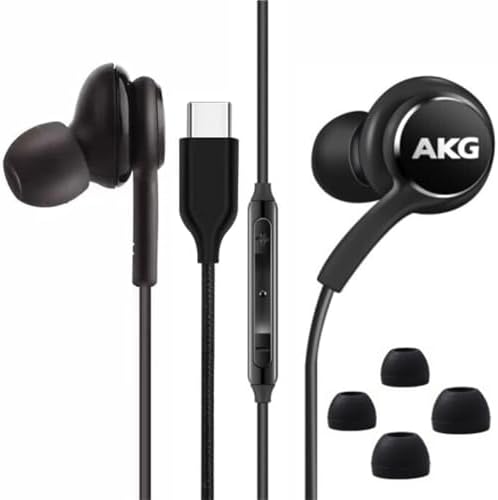 2025 New Earbuds Stereo Headphones for Samsung Galaxy Z Fold6 S24 S23 S22 S21 S20, Note 10, 10+ - Designed by AKG - with Microphone and Volume Remote Type-C Connector-Black