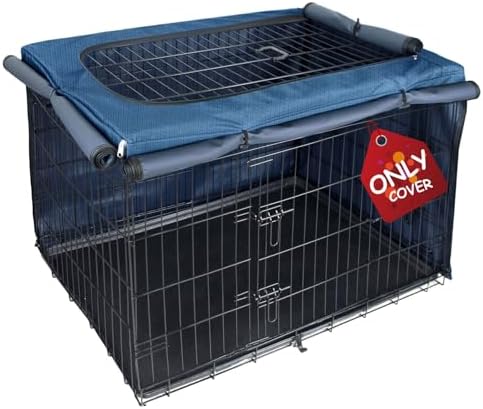 Explore Land Dog Crate Cover for 42 Inches Wire Cage, Heavy-Duty Lattice Pet Kennel Enclosure Compatible with 1 2 3 Doors Standard Metal Cage (Blue)