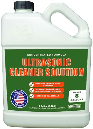 Ultrasonic Cleaner Solution - Makes 8 Gallons Concentrated Ultrasonic Carburetor Cleaner - 128 oz Cleaning Solution for Automotive Parts - Safe for All Metals - Removes Grease & Dirt
