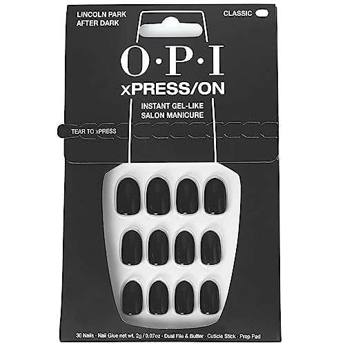 OPI xPRESS/ON Press on Nails | Short Round Dark Solid Nail Art Press On Nails | With Nail Glue | Long Lasting, Reusable, Non-damaging