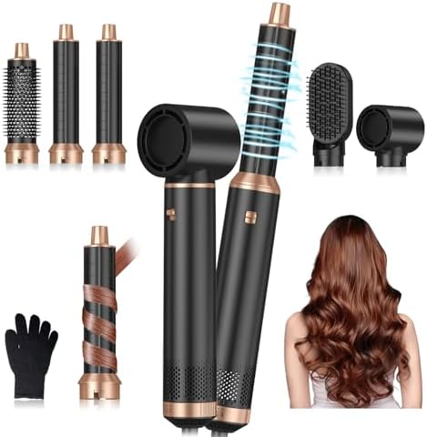 Blow Dryer Brush, 5 in 1 Upgrade Hair Dryer Brush Air Curler Air Curling Wrap Styler, Detachable Hot Air Brush Negative Ion Curling Brush Iron, Hair Styling Tools for Drying Curling Straightening