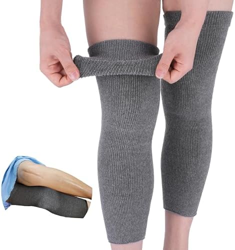 Elastic Cotton Knee Warmers, Long Knee Sleeves for Men and Women - Circulation Support and Joint Pain Relief, Arthritis Aid, One Pair, Made in Japan