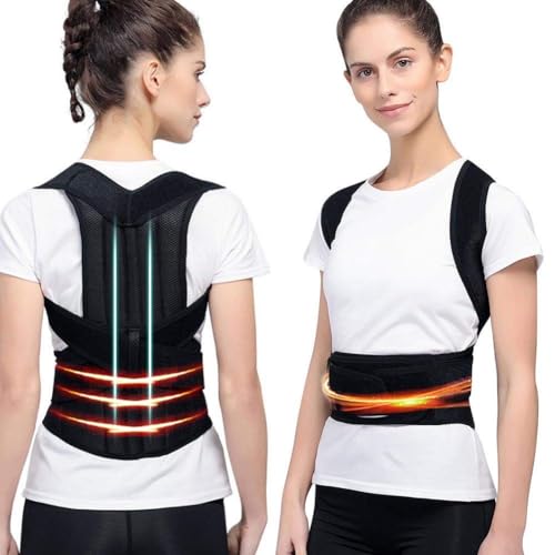 XS-5XL Plus Size Posture Corrector Back Brace Upper And Lower Back Support Women Men Shoulder Straightener Student Teenagers Scoliosis Hunchback Correction Posture Trainer ( Color : Black , Size : 5X-