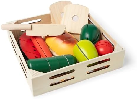 Melissa & Doug Cutting Food Play Food Set With Wooden Pieces, Knife, Cutting Board