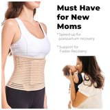 Funcy Women/Men Abdominal Binder for Post Surgery, Postpartum Belly Band for Postpartum Moms, Optimal Support for Rapid Recovery (Beige, Medium)