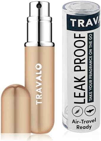 Travalo Classic HD Perfume Atomizer - Elegant Design for Valentine’s Day - Reusable, Airtight, Easy Fill Mini Pump Sprayer with Volume Window - Gold