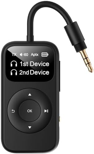 SoundSync Pro Bluetooth Transmitter & Receiver for Airplane, Easy Setup Bluetooth Audio Transceiver for 2 BT Devices, Volume Control, RCA for TV