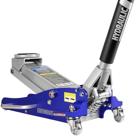 Pvillez Floor Jack,Heavy Duty Hydraulic Floor Jack, Low Profile Floor Jack, Aluminum and Steel Racing Floor Jack w/2 Piston Quick Lift Pump,Floor Jack Lifting 3.5"-14" 1.5 Ton(3,000 lb) Capacity Blue