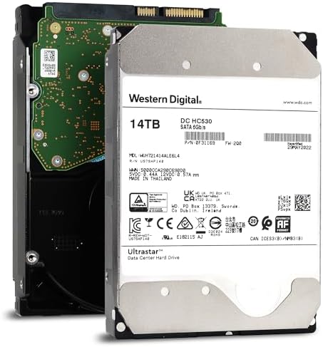 Western Digital 14TB Ultrastar DC HC530 SATA HDD - 7200 RPM Class, SATA 6 Gb/s, 512MB Cache, 3.5" - WUH721414ALE6L4 (Renewed)