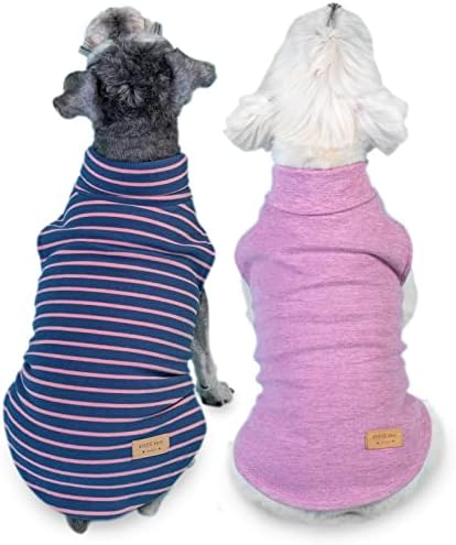 KYEESE 2Pack Dog Sweater Pullover Dog Sweaters for Small Dogs Girl Soft Dog Clothes Stretchy Dog Sweatshirt Warm Dachshund Clothes Small Dog Sweaters Turtleneck Dog Coats